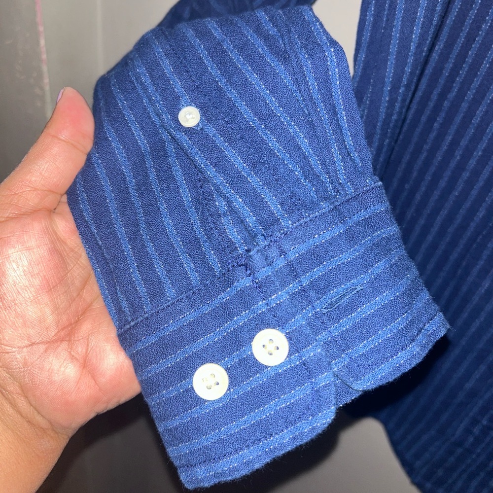 Corridor New York Shirt - blue striped 100 % cotton long sleeve button up - Picture 4 of 10